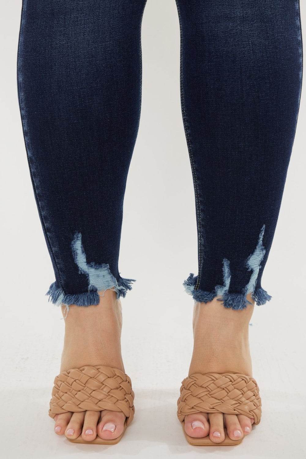 Kancan Full Size Cat's Whiskers Raw Hem High Waist Jeans - DaTrendStore.Com