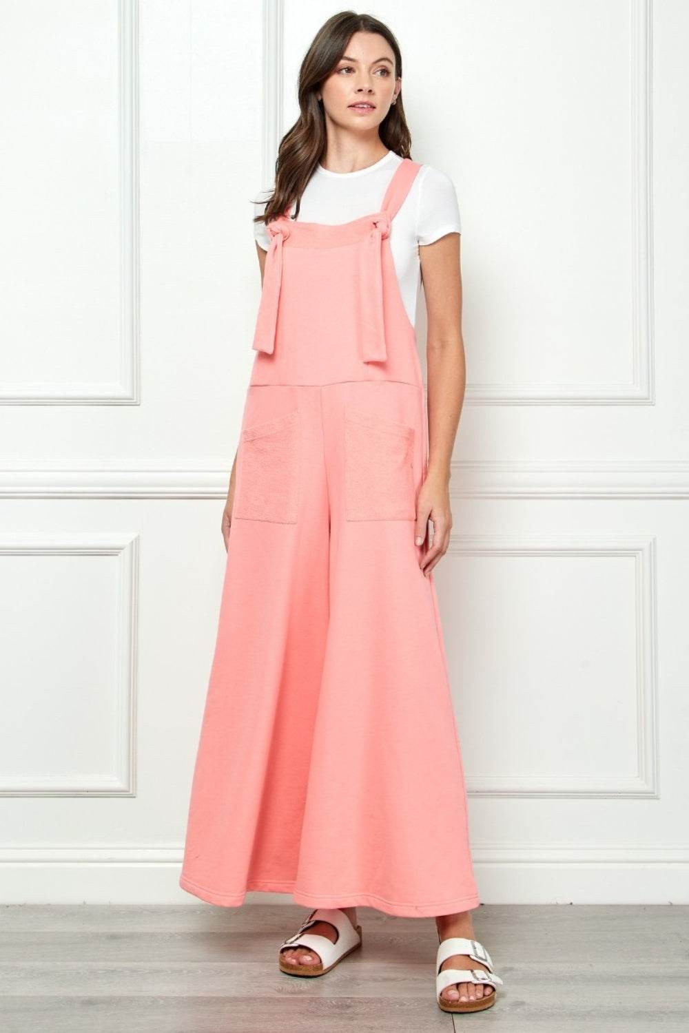 Veveret Wide Strap French Terry Overalls - DaTrendStore.Com