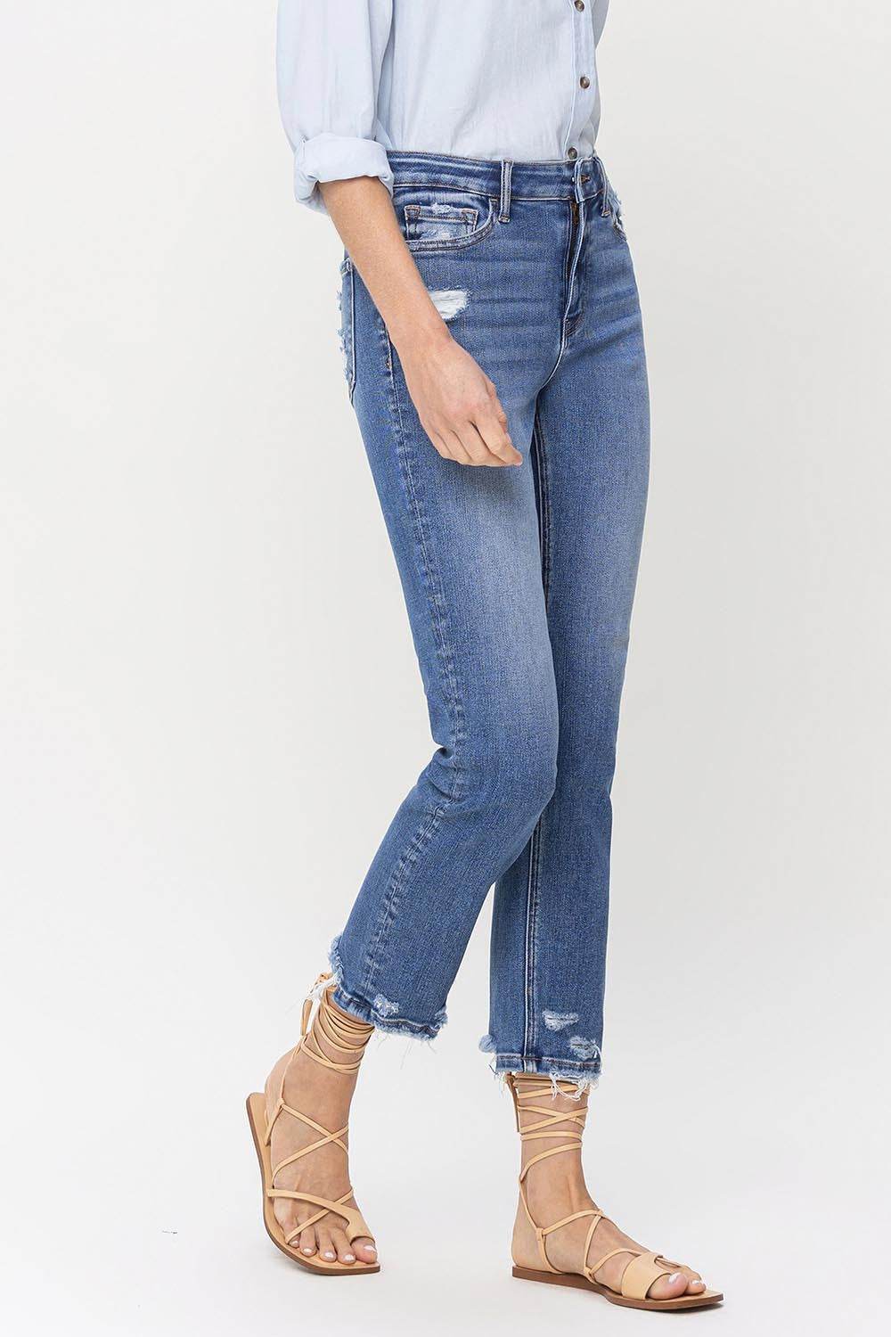 Lovervet High Rise Raw Hem Straight Jeans - DaTrendStore.Com