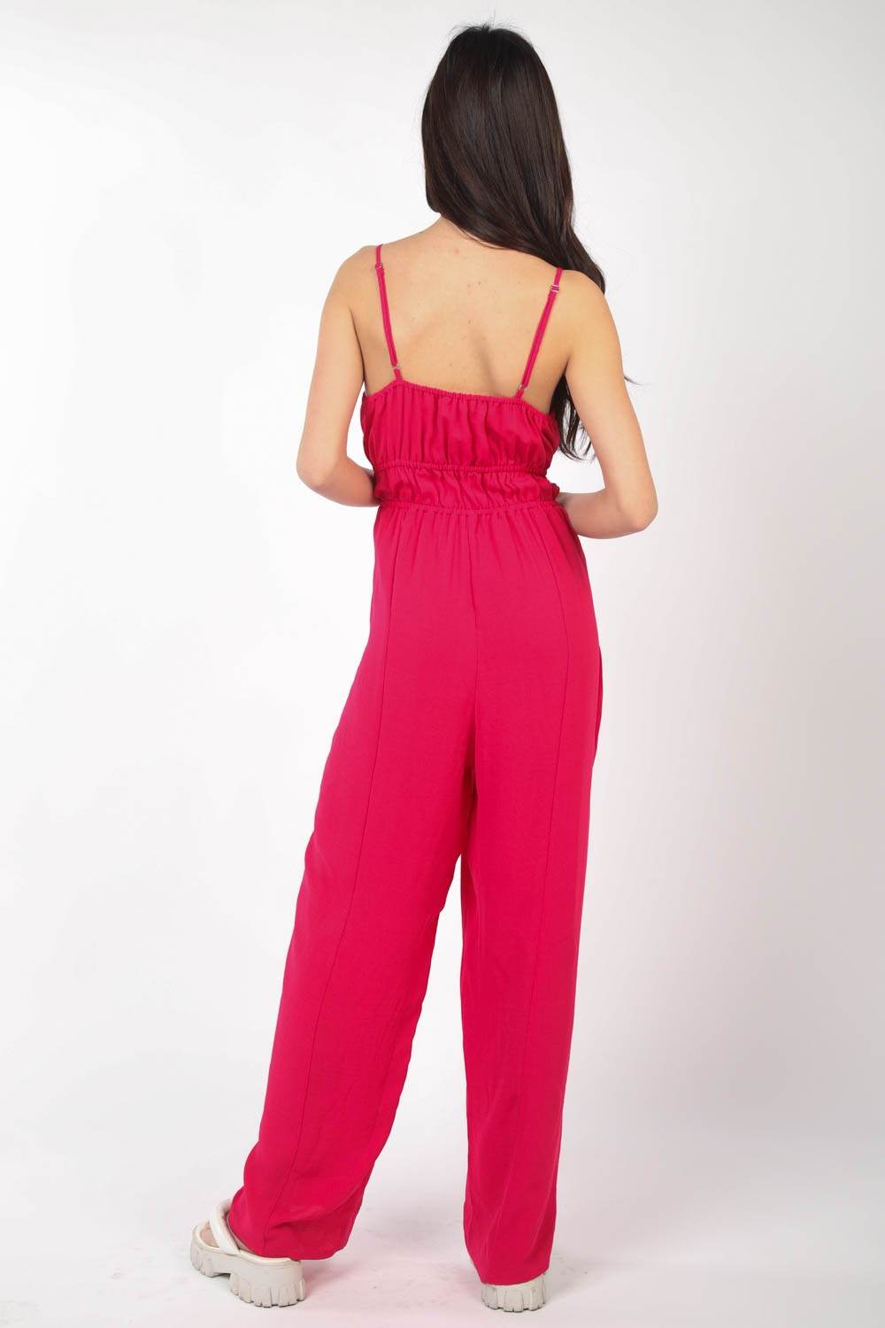VERY J Pintuck Detail Woven Sleeveless Jumpsuit - DaTrendStore.Com