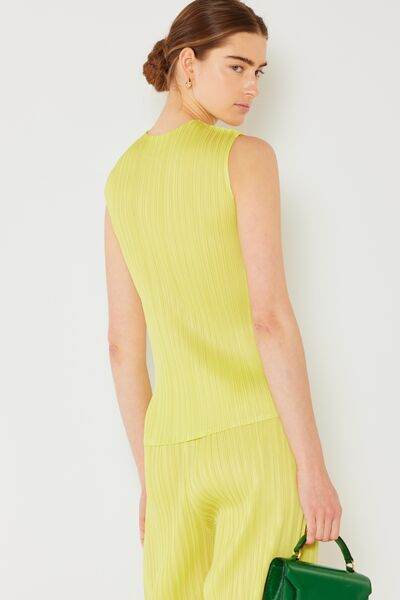 Marina West Swim Pleated Sleeveless Crewneck Tank - DaTrendStore.Com