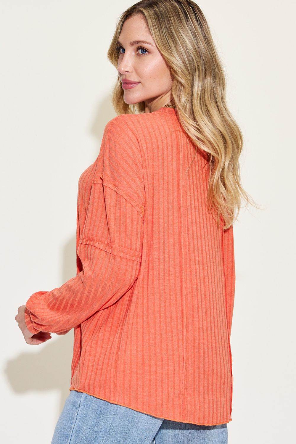 Basic Bae Full Size Ribbed Round Neck Long Sleeve T-Shirt - DaTrendStore.Com