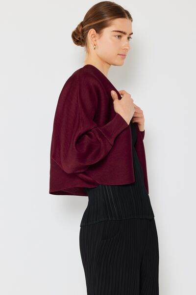 Marina West Swim Rib Pleated Puff Sleeve Bolero Cardigan - DaTrendStore.Com