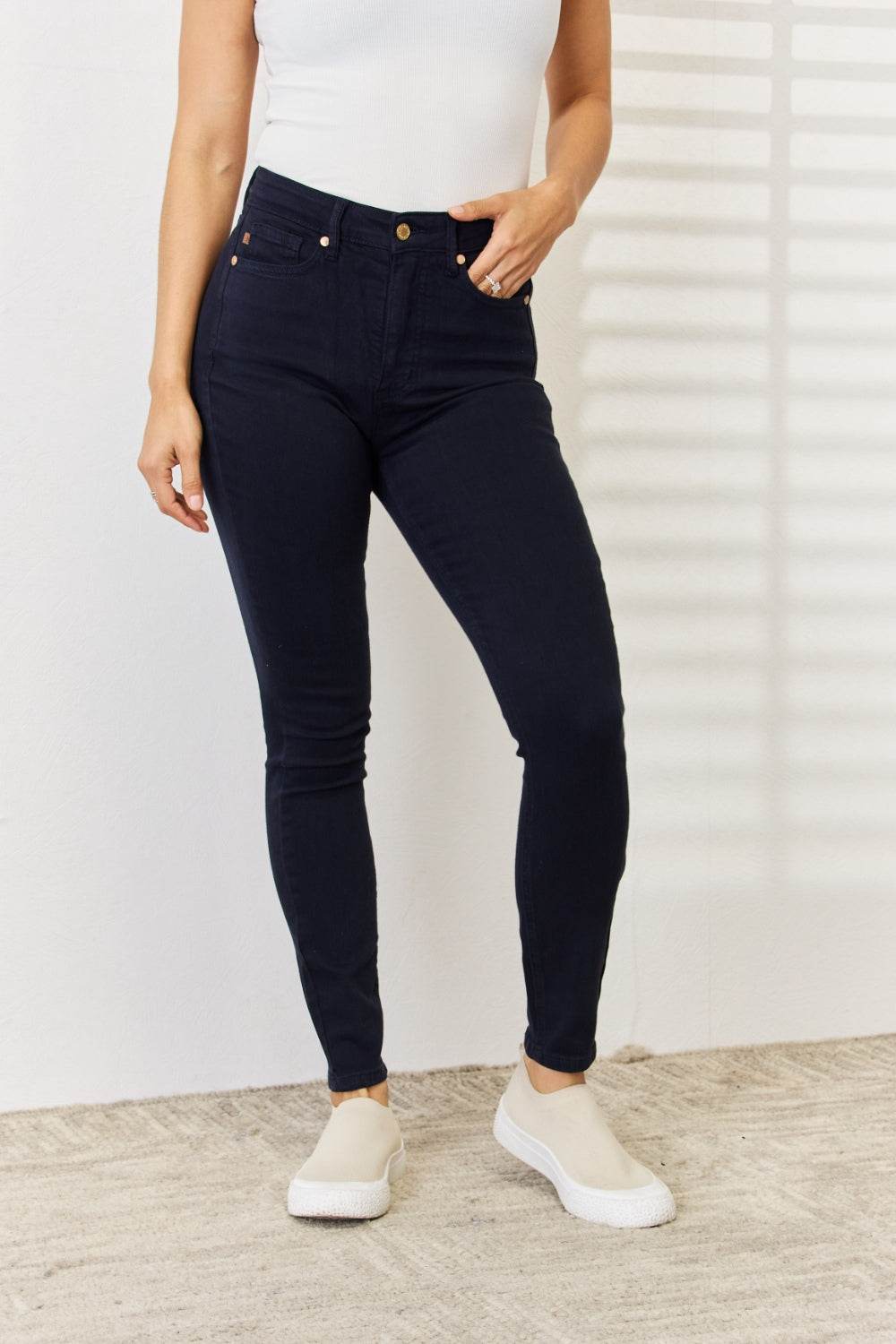 Judy Blue Full Size Garment Dyed Tummy Control Skinny Jeans - DaTrendStore.Com