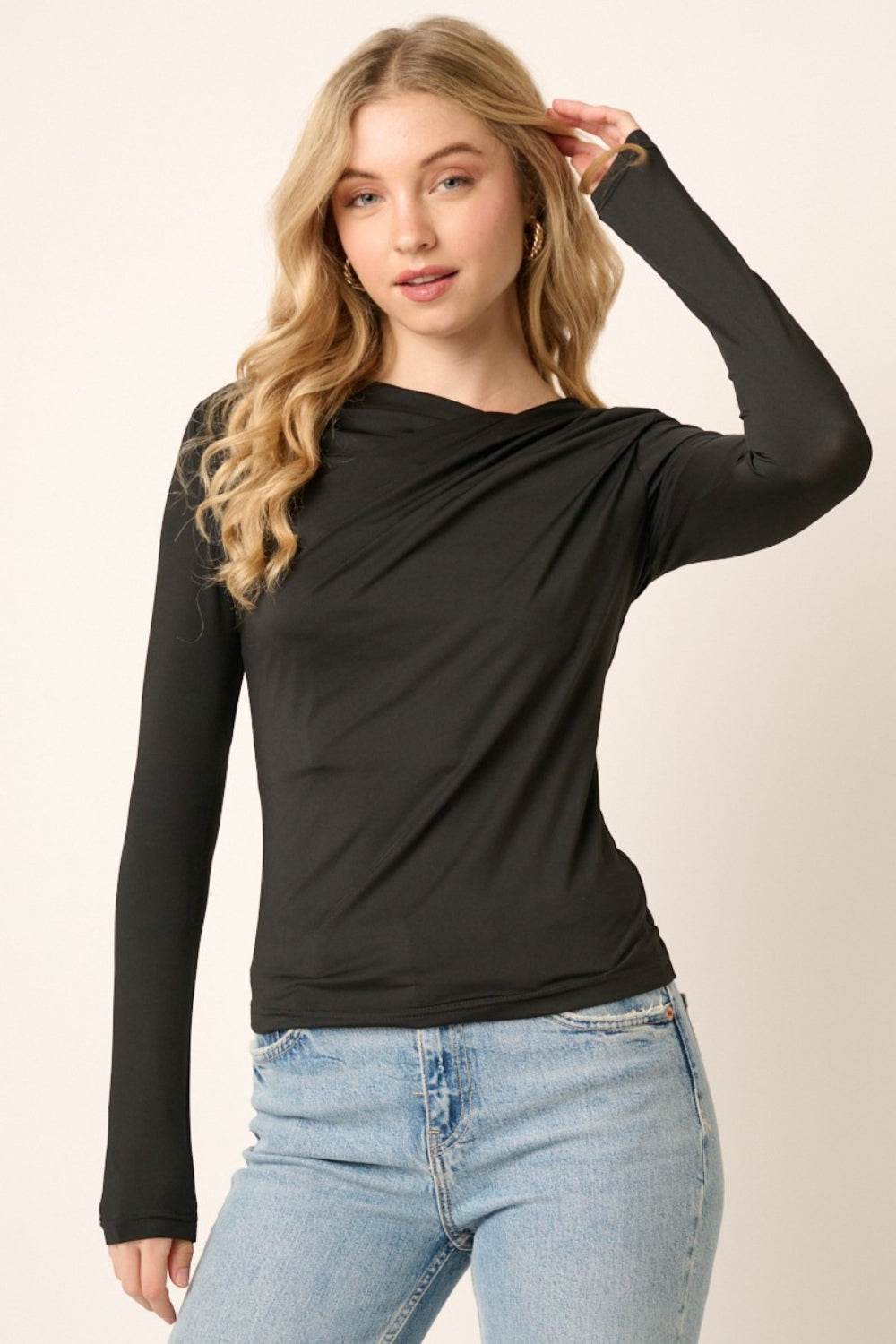 Mittoshop Ruched Long Sleeve Slim Top - DaTrendStore.Com