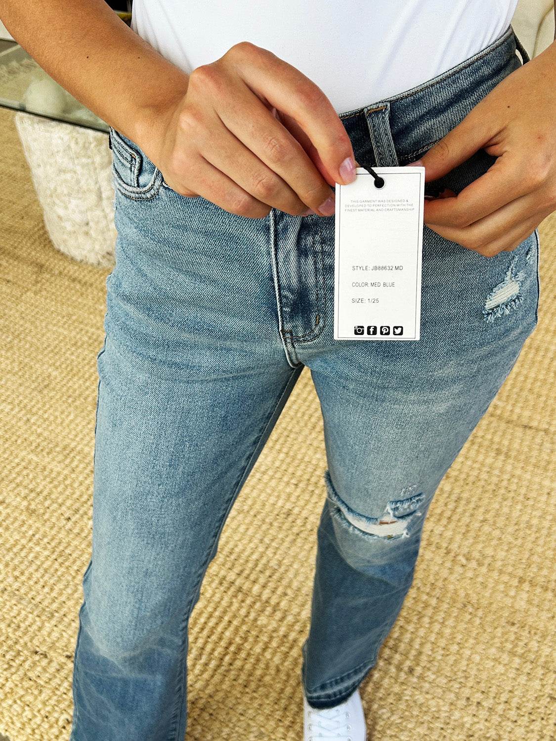 Judy Blue Full Size Mid Rise Destroyed Hem Distressed Jeans - DaTrendStore.Com
