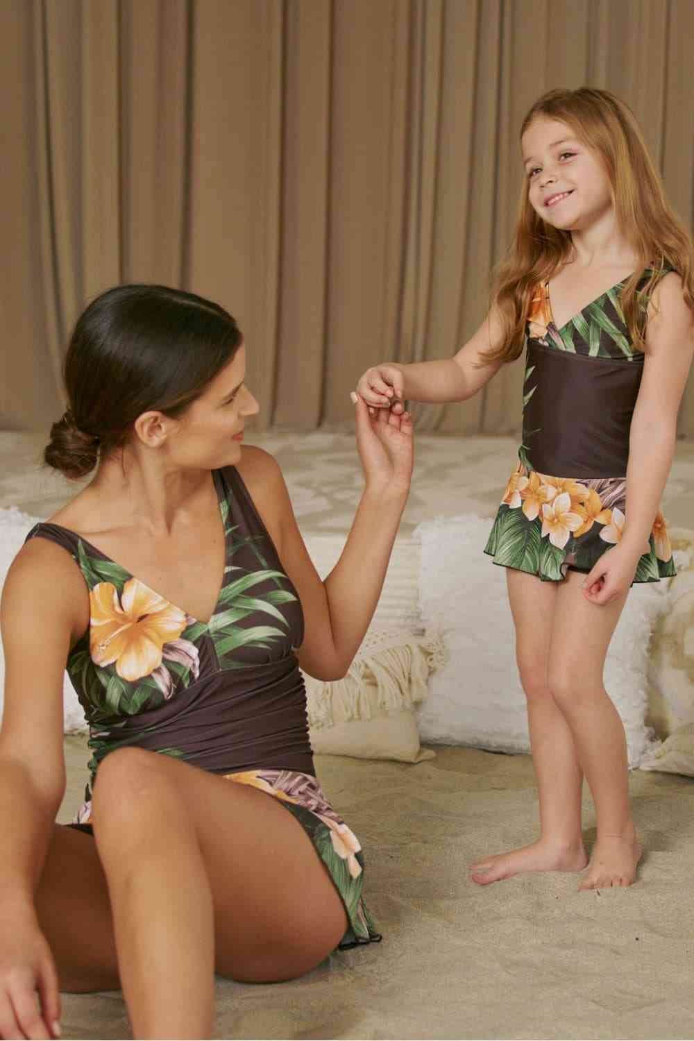 Marina West Swim Full Size Clear Waters Swim Dress in Aloha Brown - DaTrendStore.Com