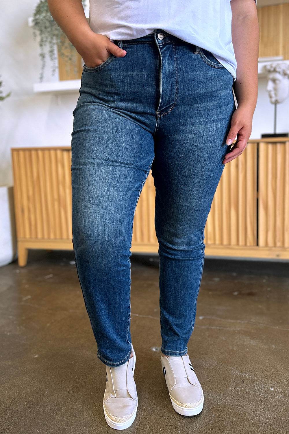 Judy Blue Full Size Tummy Control High Waist Slim Jeans - DaTrendStore.Com