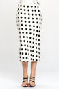 RENEE C Polka Dot Satin Midi Skirt