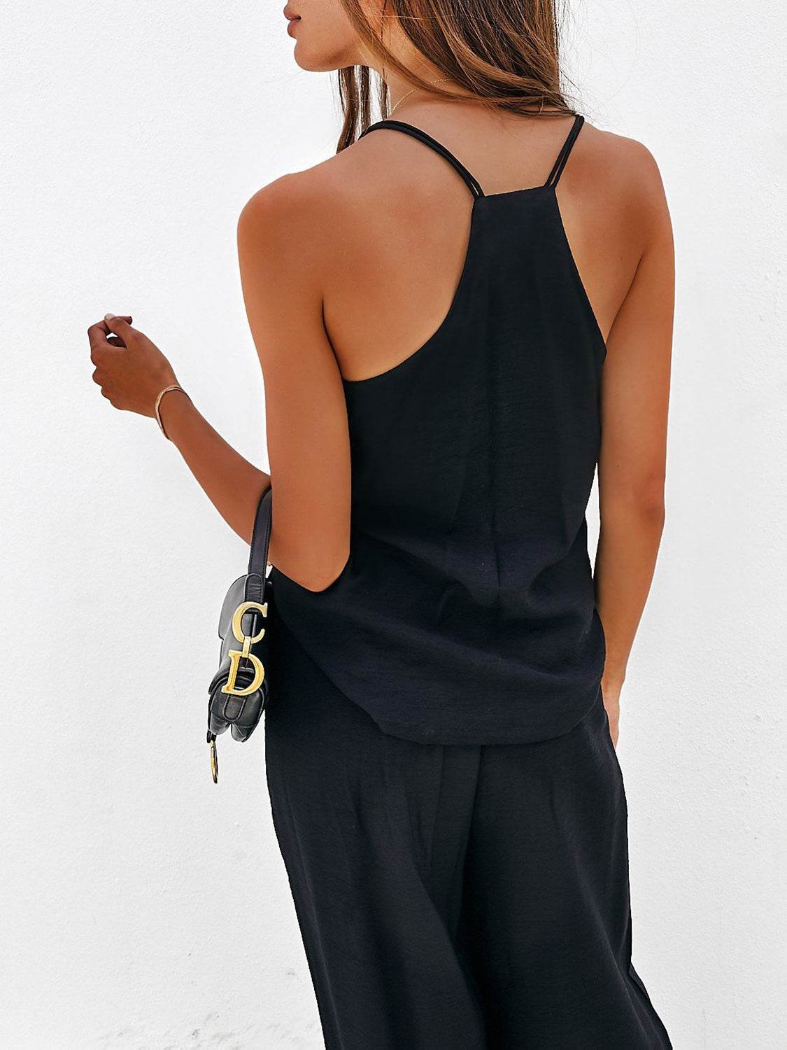 Spaghetti Strap Cami and Wide Leg Pants Set - DaTrendStore.Com