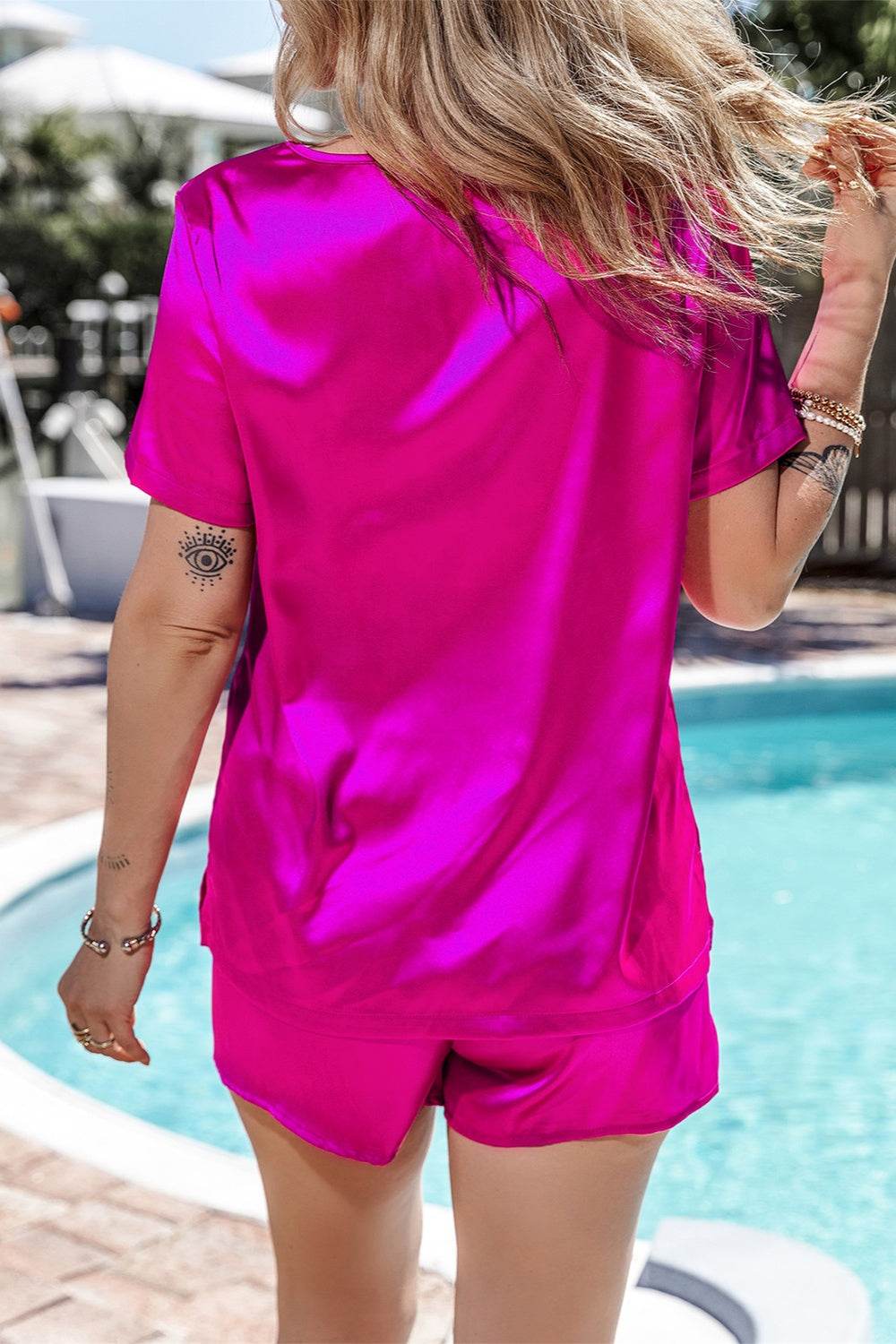 V-Neck Short Sleeve Top and Shorts Set - DaTrendStore.Com