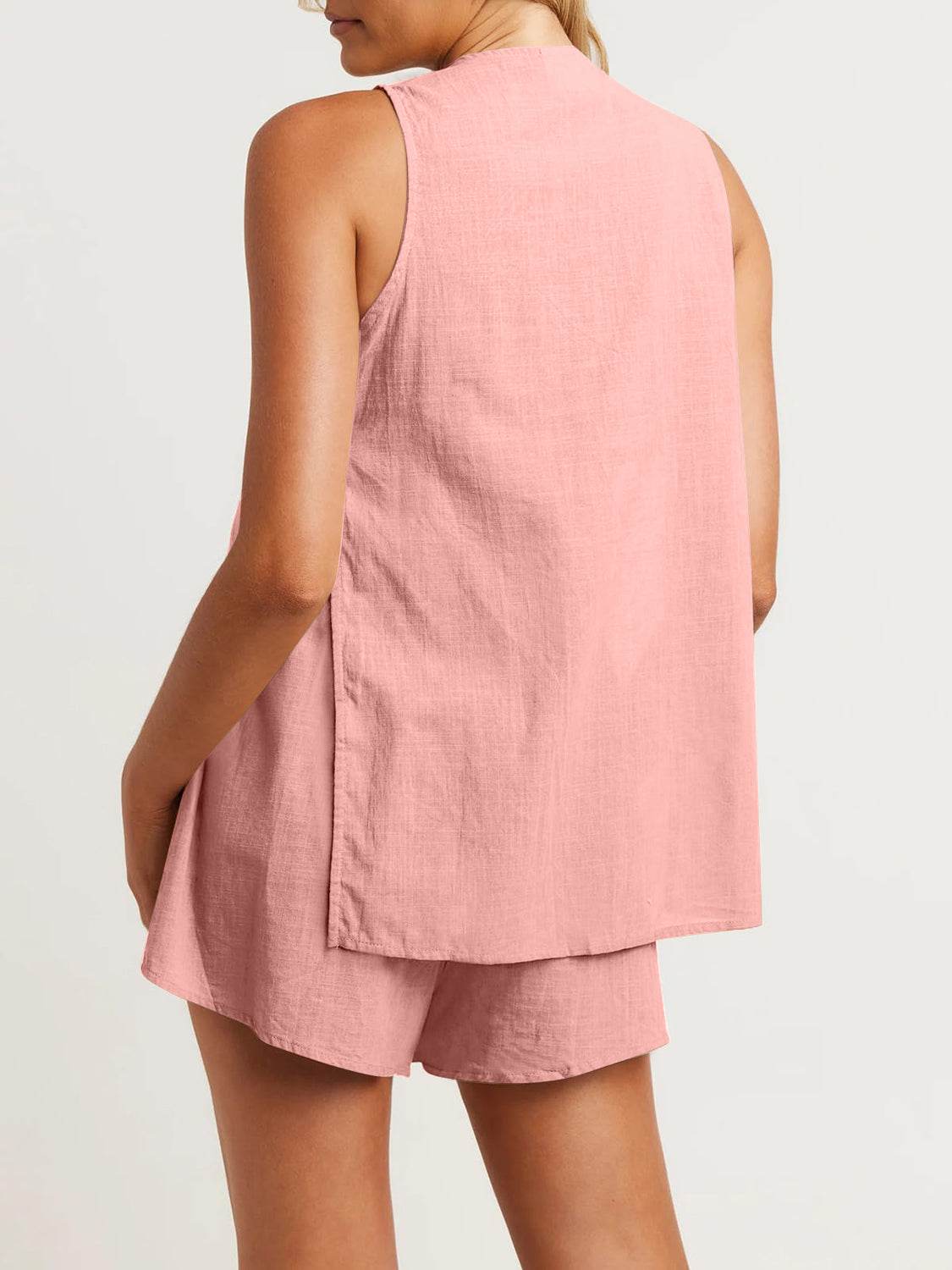Full Size Button Up Top and Shorts Set - DaTrendStore.Com