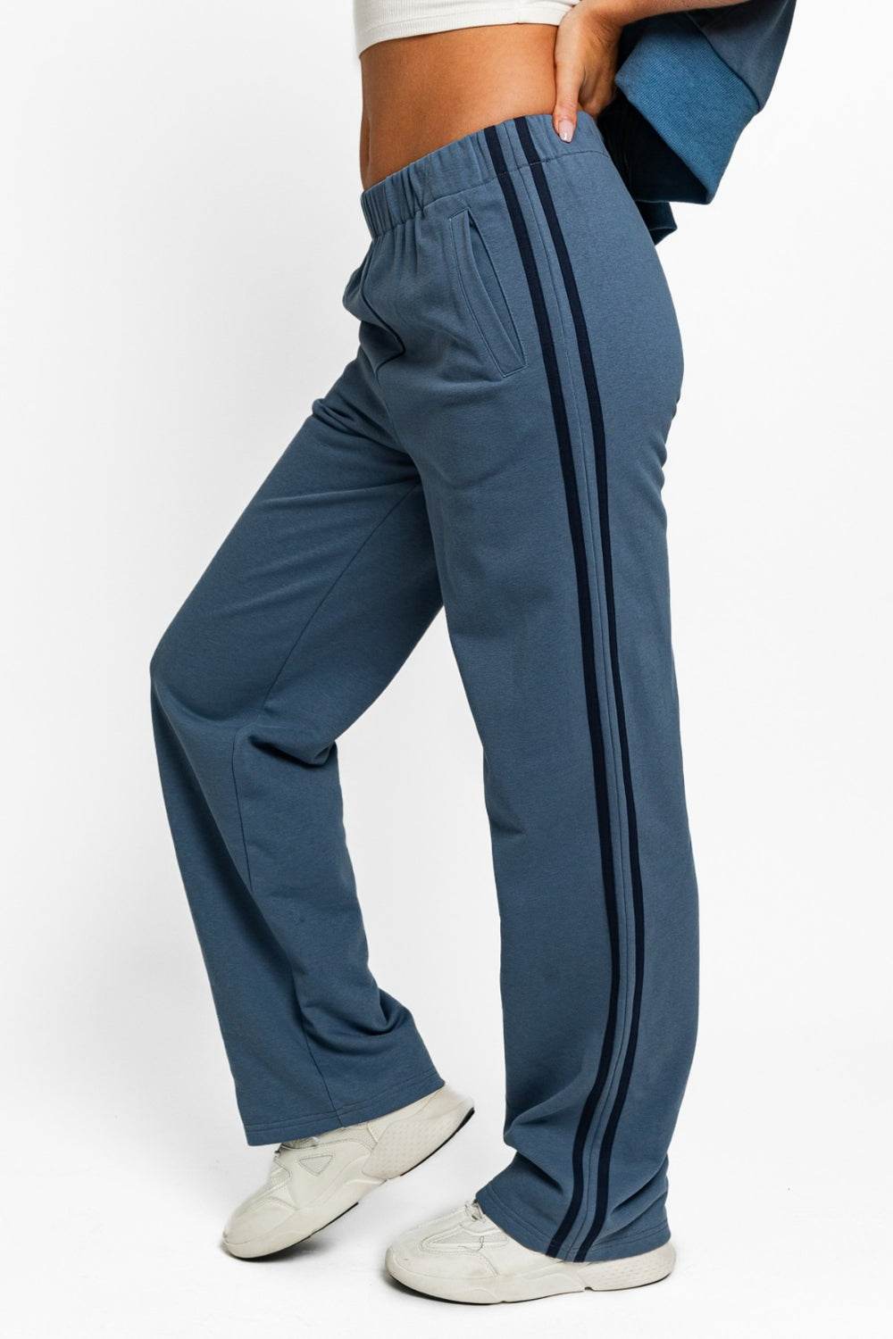 Le Lis High Waisted Side Stripes Straight Track Sweatpants - DaTrendStore.Com
