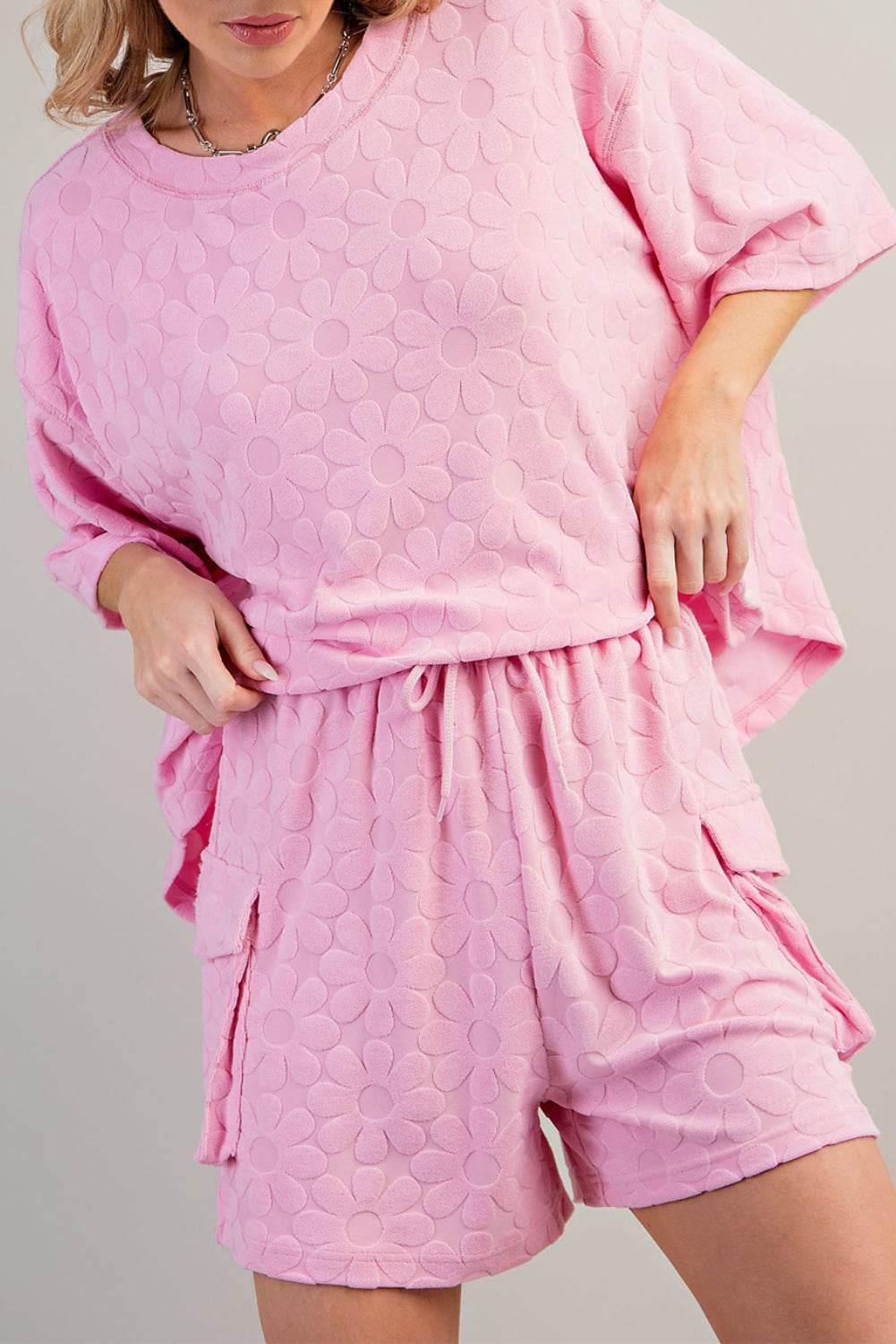Round Neck Half Sleeve Top and Shorts Set - DaTrendStore.Com