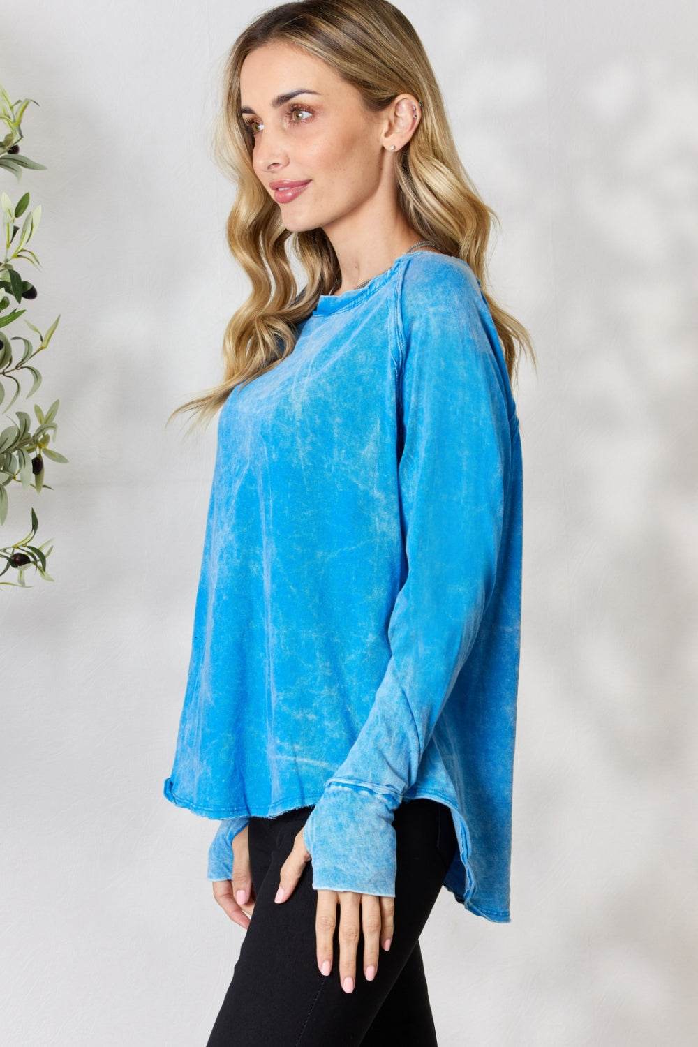 Zenana Round Neck Long Sleeve Top - DaTrendStore.Com