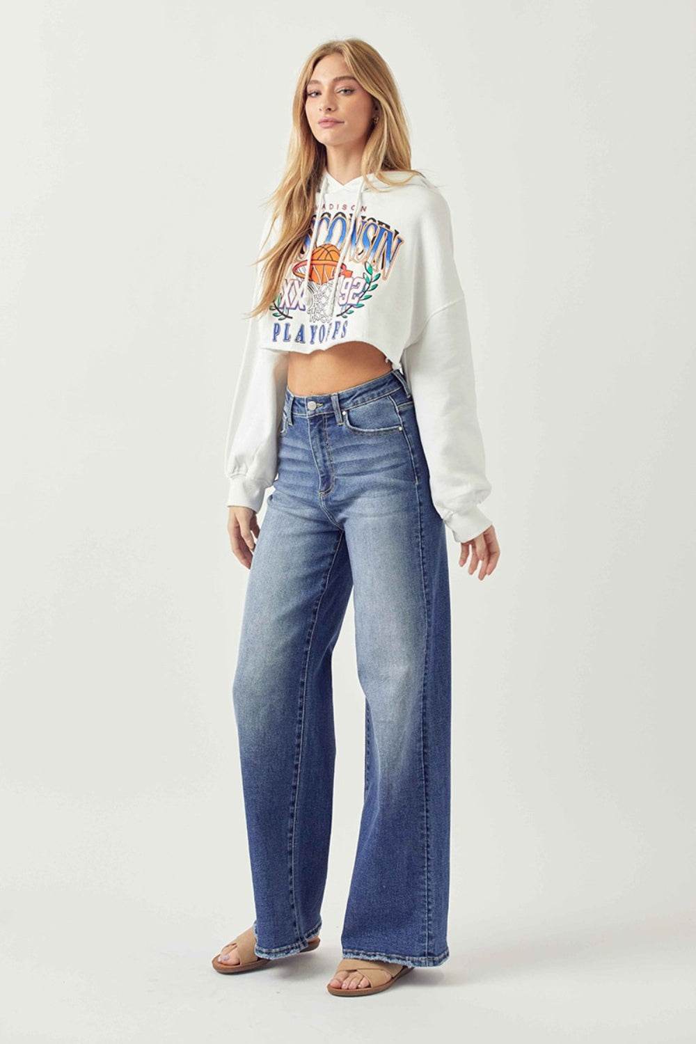 Risen Full Size High Rise Wide Leg Jeans - DaTrendStore.Com