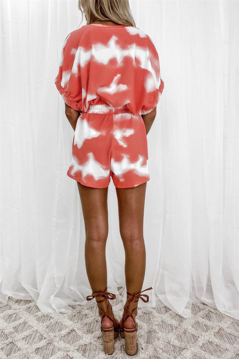 Tie-Dye Round Neck Top and Shorts Set - DaTrendStore.Com