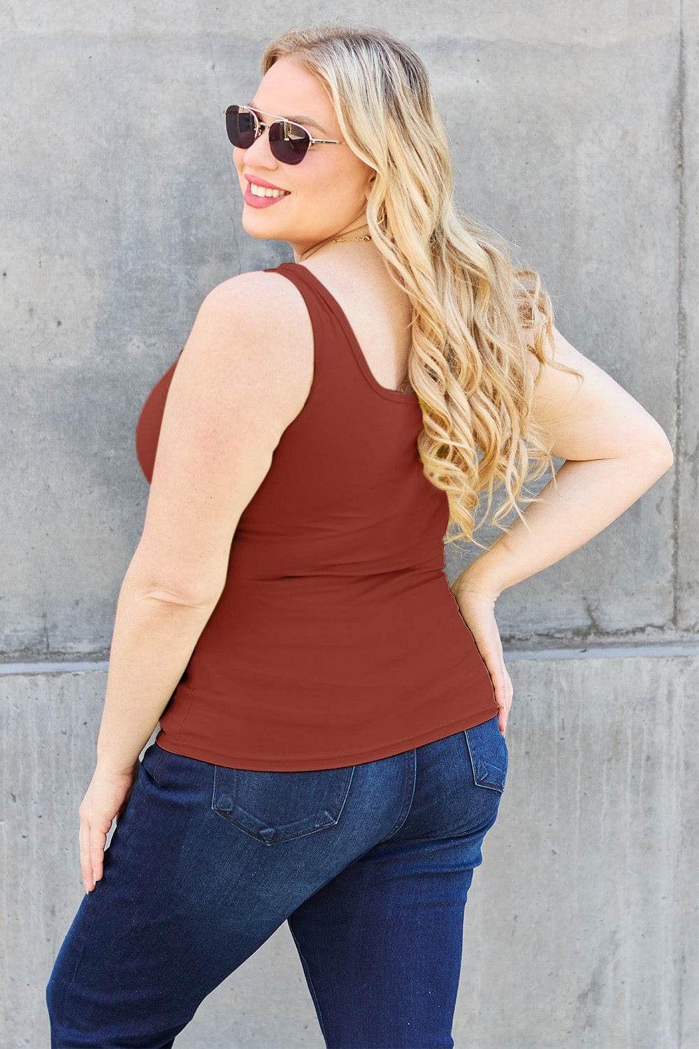 Basic Bae Full Size Square Neck Wide Strap Tank - DaTrendStore.Com