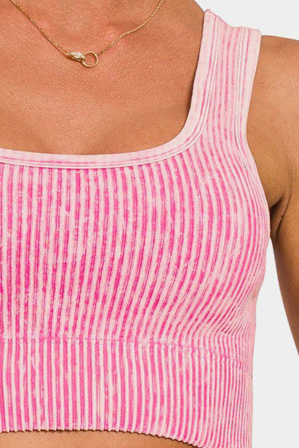 Zenana Ribbed Square Neck Wide Strap Tank - DaTrendStore.Com