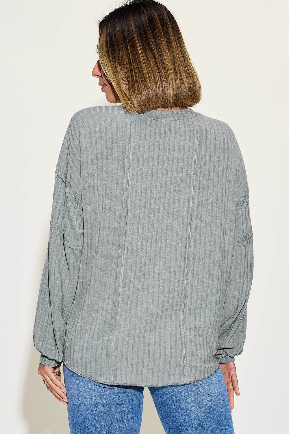 Basic Bae Full Size Ribbed Round Neck Long Sleeve T-Shirt - DaTrendStore.Com