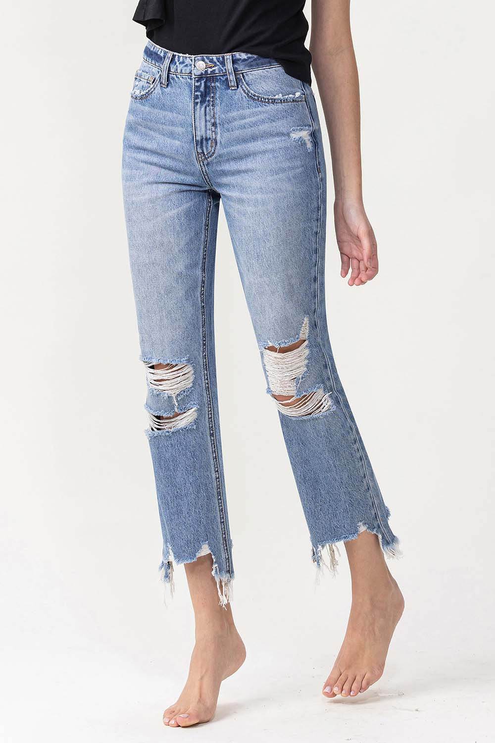 Lovervet High Rise Distressed Straight Jeans - DaTrendStore.Com
