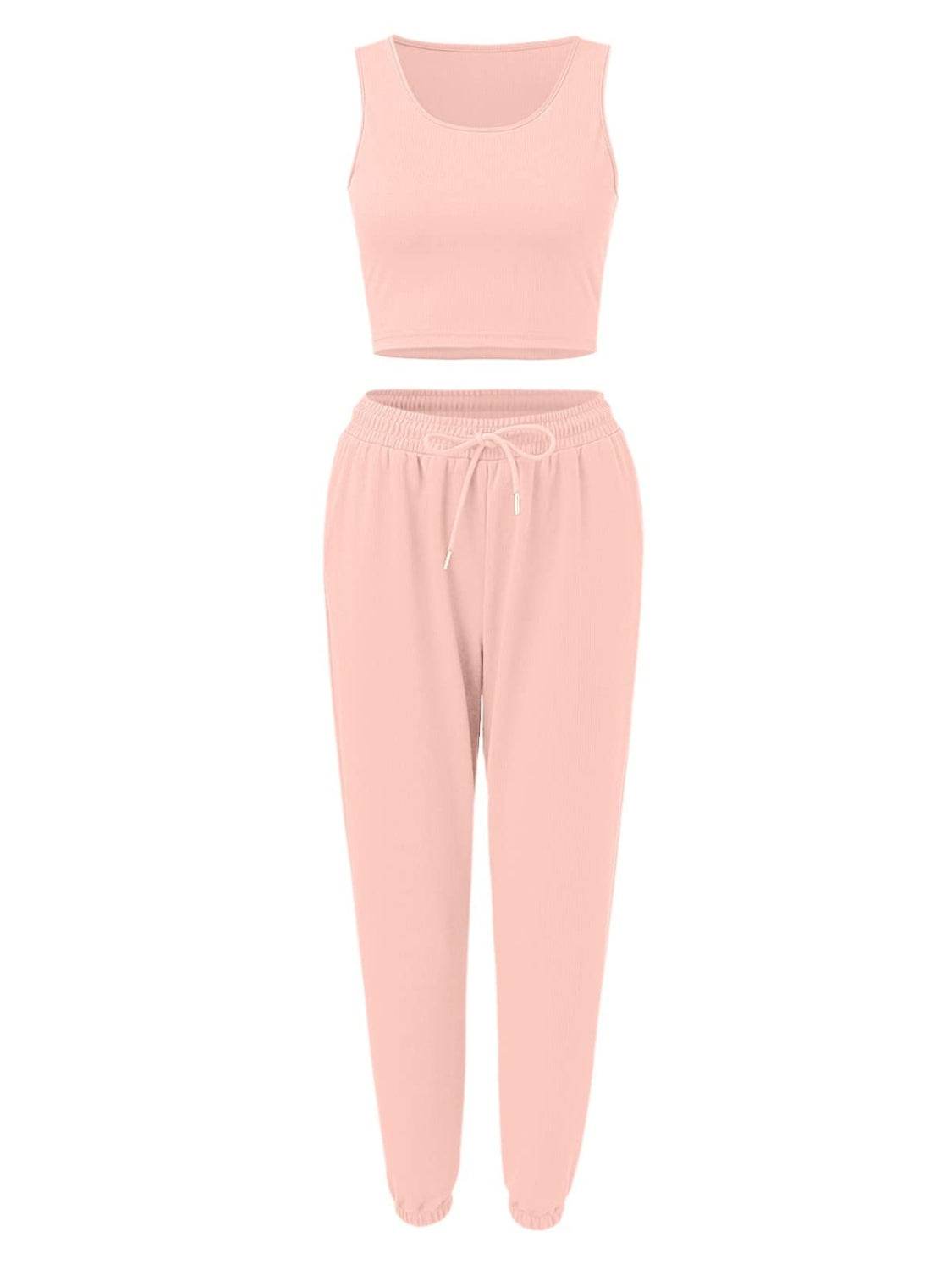 Wide Strap Top and Drawstring Joggers Set - DaTrendStore.Com