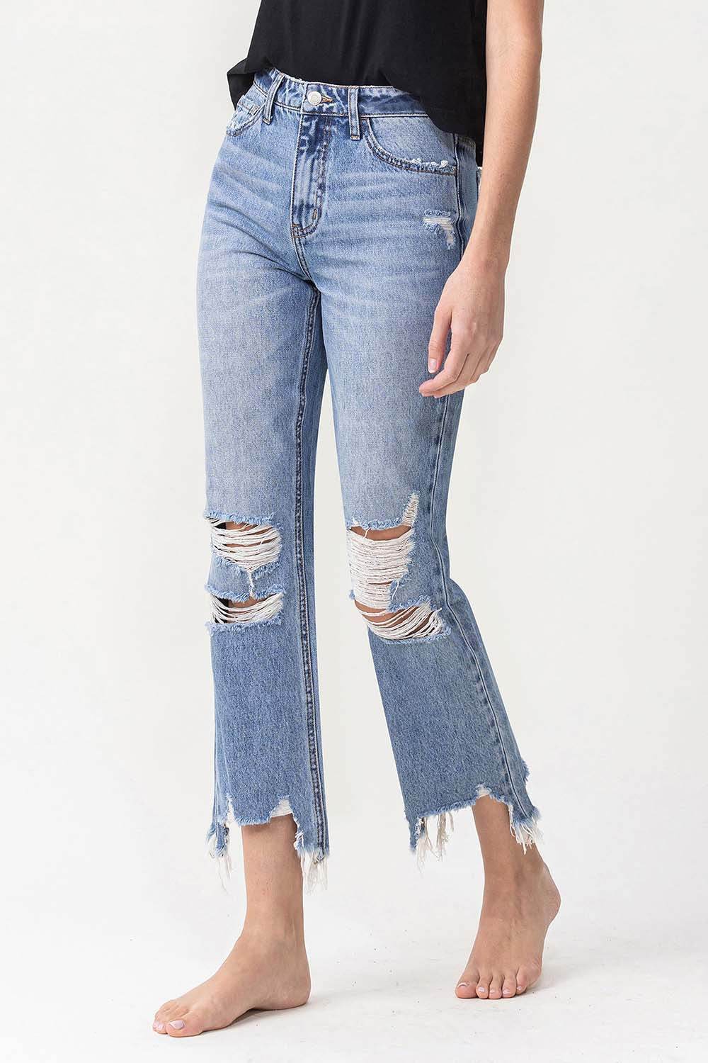Lovervet High Rise Distressed Straight Jeans - DaTrendStore.Com