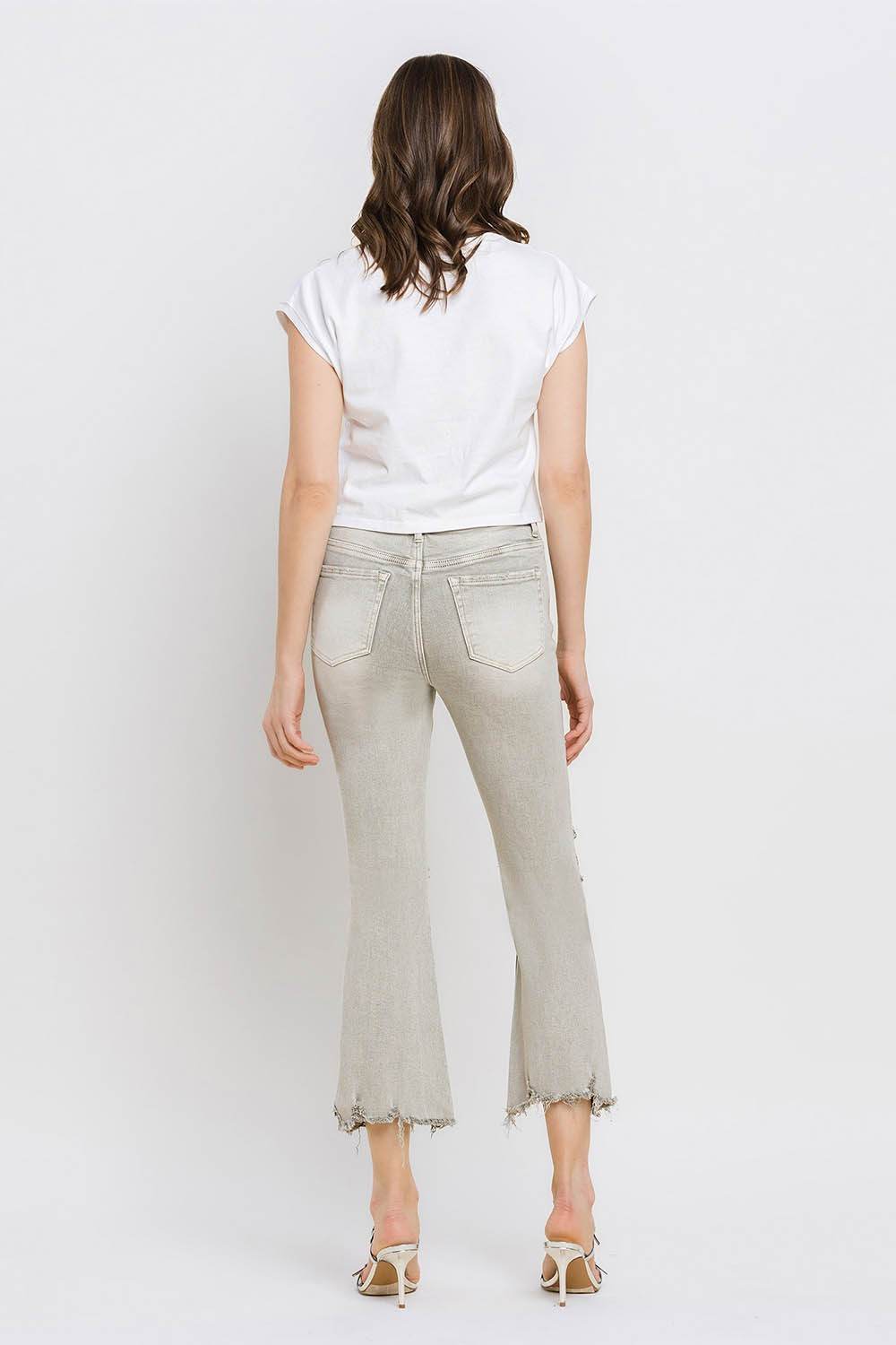 Lovervet Distressed Raw Hem Cropped Flare Jeans - DaTrendStore.Com