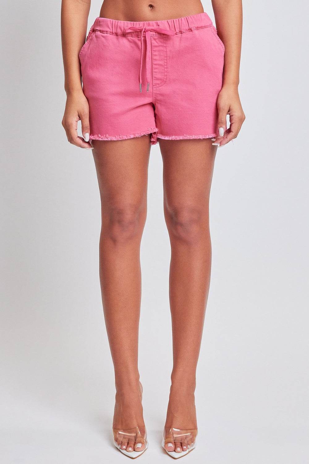 YMI Jeanswear Full Size Drawstring Raw Hem Shorts - DaTrendStore.Com