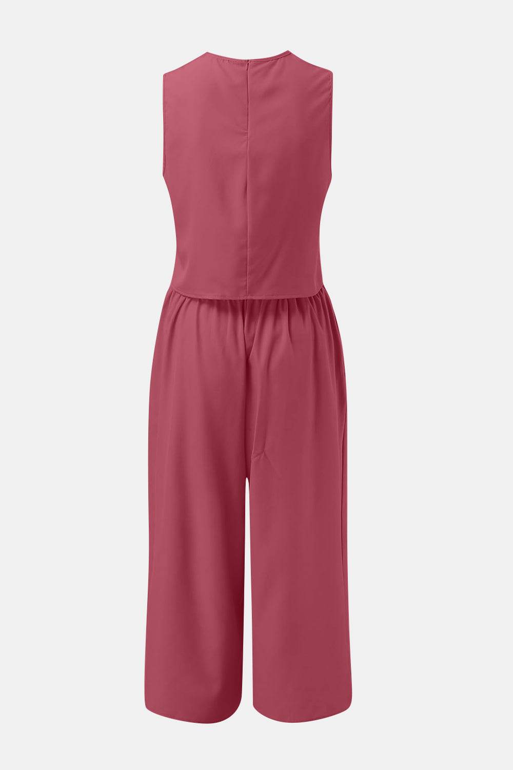 Round Neck Top and Wide Leg Pants Set - DaTrendStore.Com