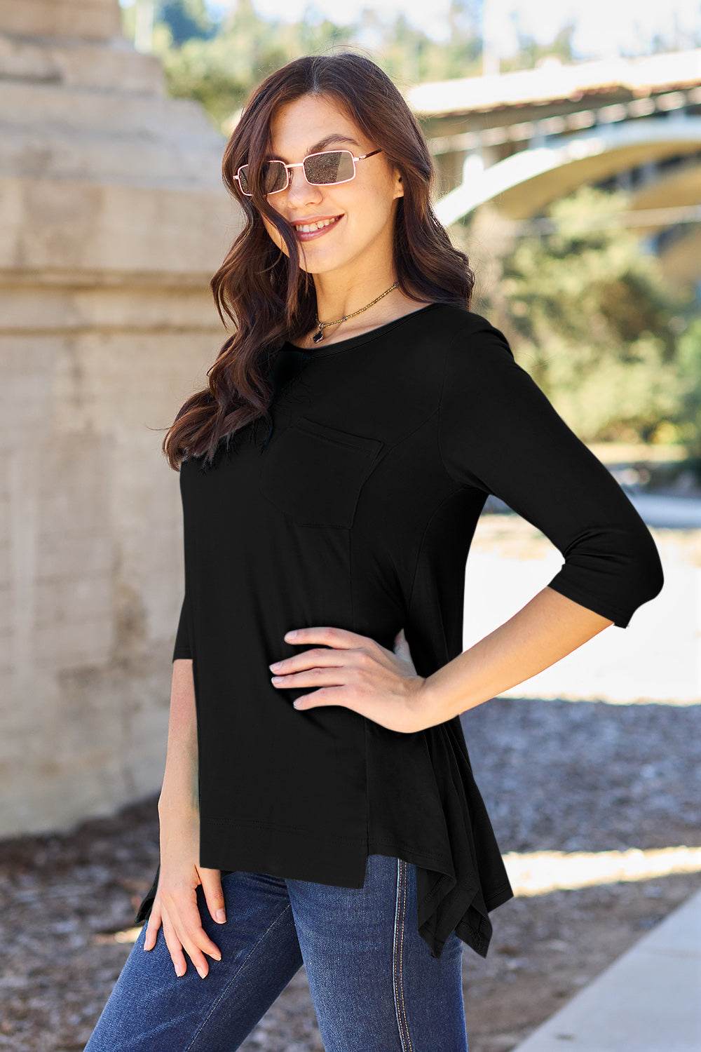 Basic Bae Full Size Round Neck Pocketed T-Shirt - DaTrendStore.Com