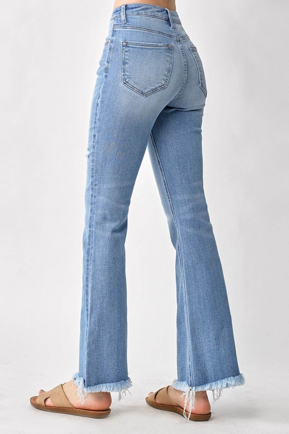 RISEN High Rise Frayed Hem Bootcut Jeans - DaTrendStore.Com