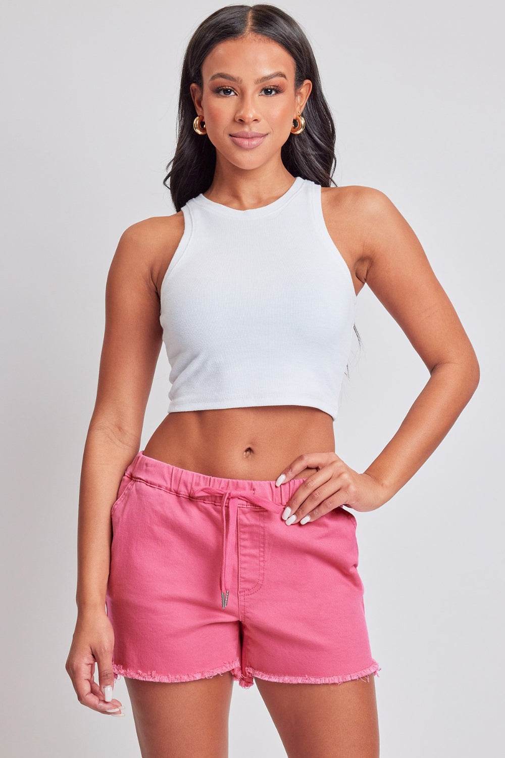 YMI Jeanswear Full Size Drawstring Raw Hem Shorts - DaTrendStore.Com