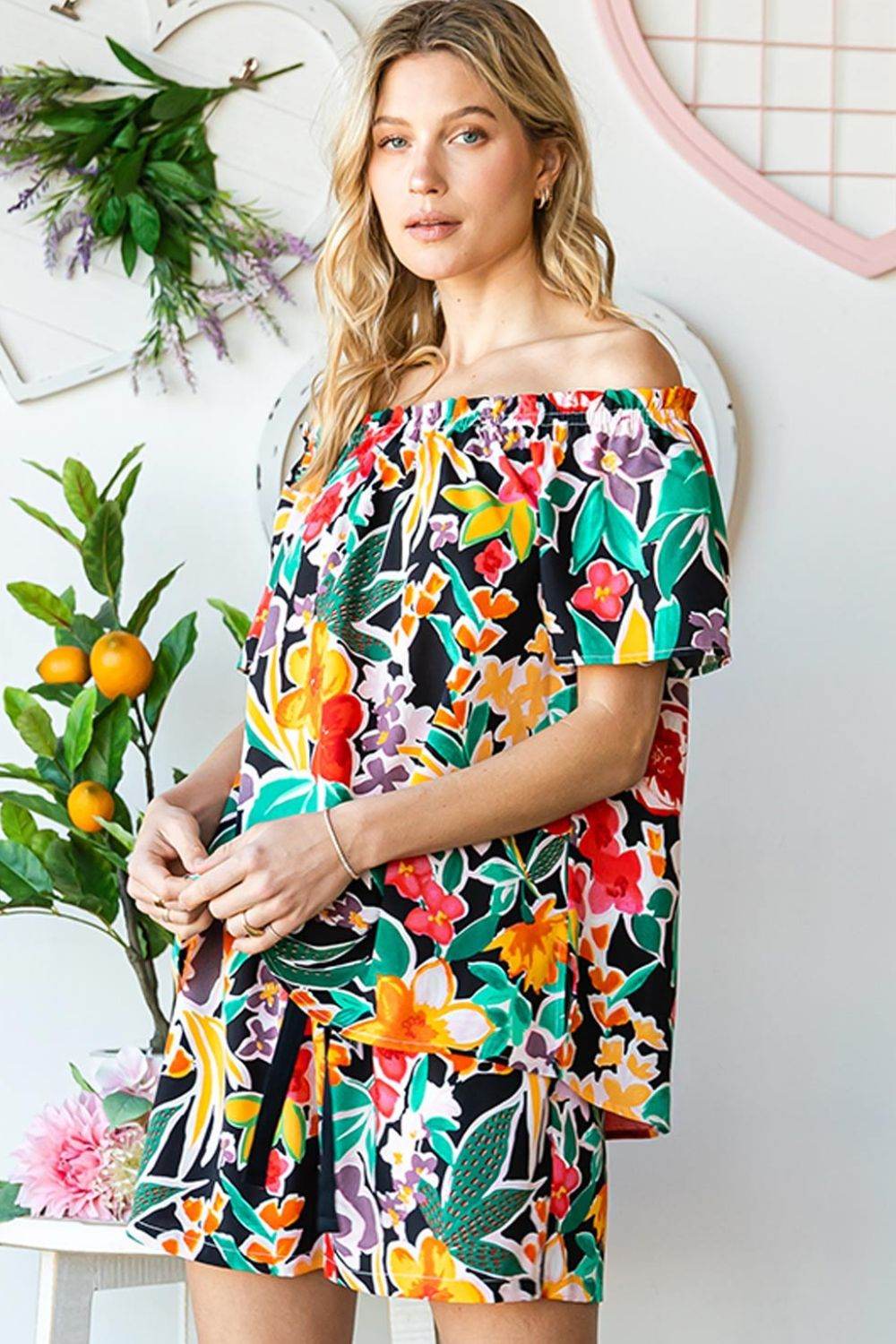 Cotton Bleu by Nu Label Floral Off-Shoulder Top - DaTrendStore.Com