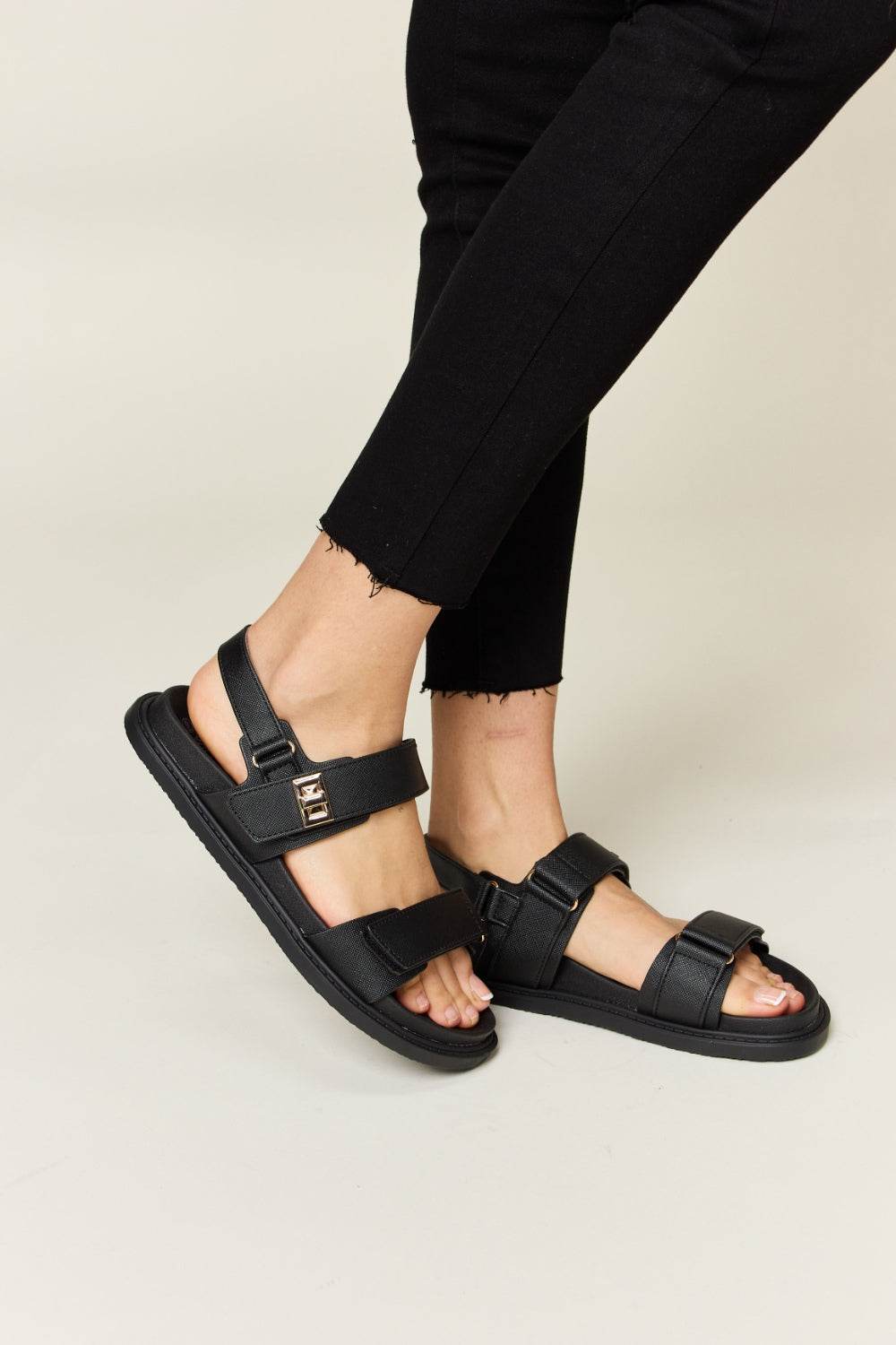 WILD DIVA Velcro Double Strap Slingback Sandals - DaTrendStore.Com