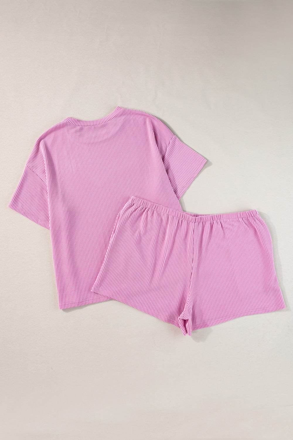 Plus Size Round Neck Short Sleeve Top and Shorts Set - DaTrendStore.Com