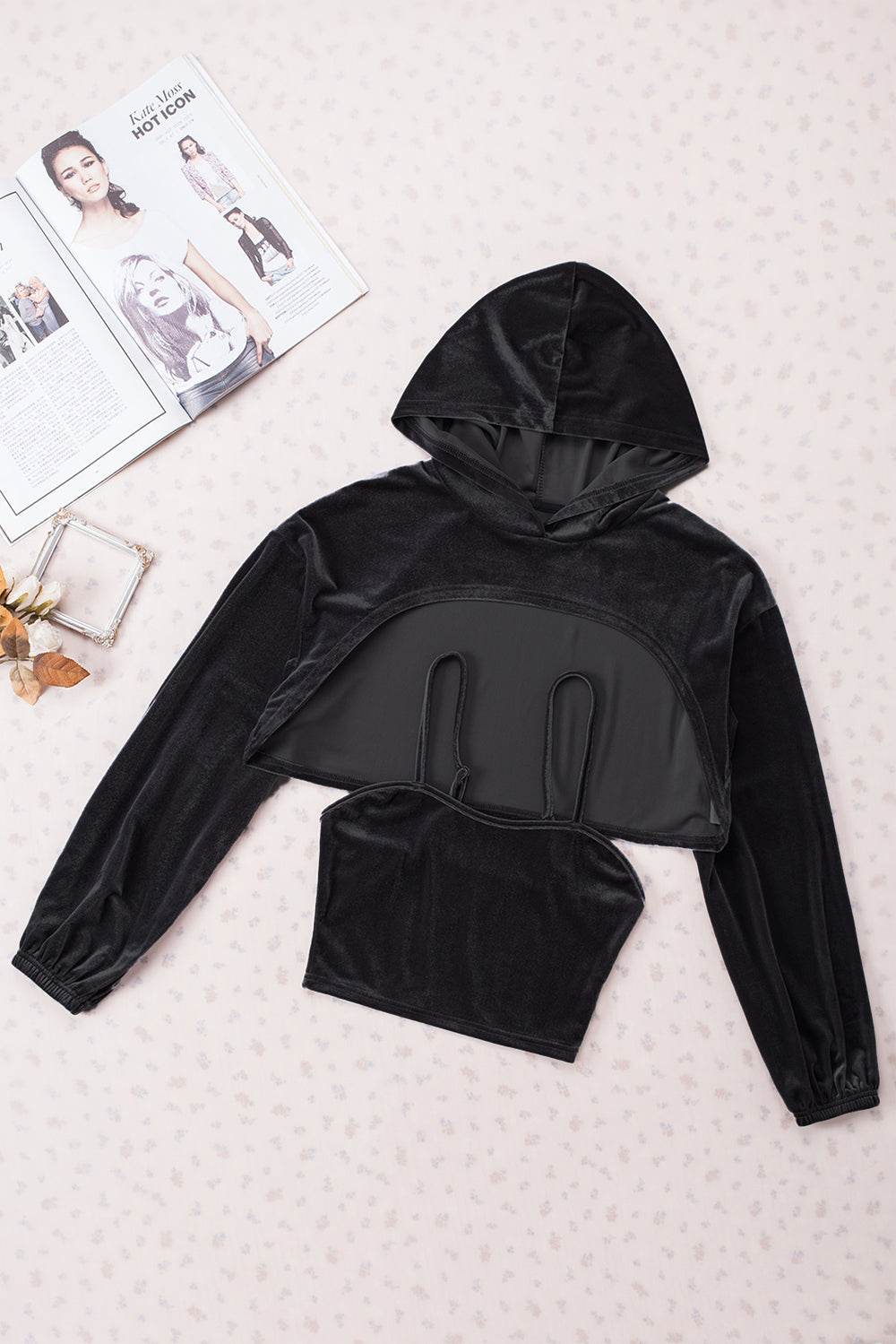 Spaghetti Strap Cami and Dropped Shoulder Hoodie - DaTrendStore.Com