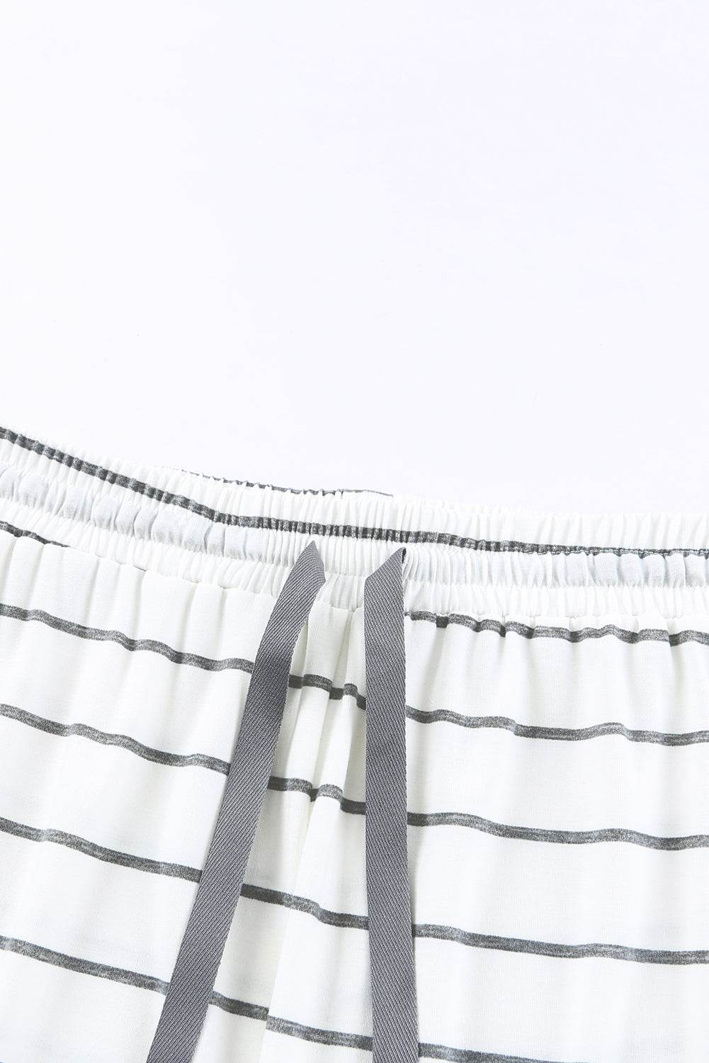 Striped V-Neck Long Sleeve Top and Pants Lounge Set - DaTrendStore.Com