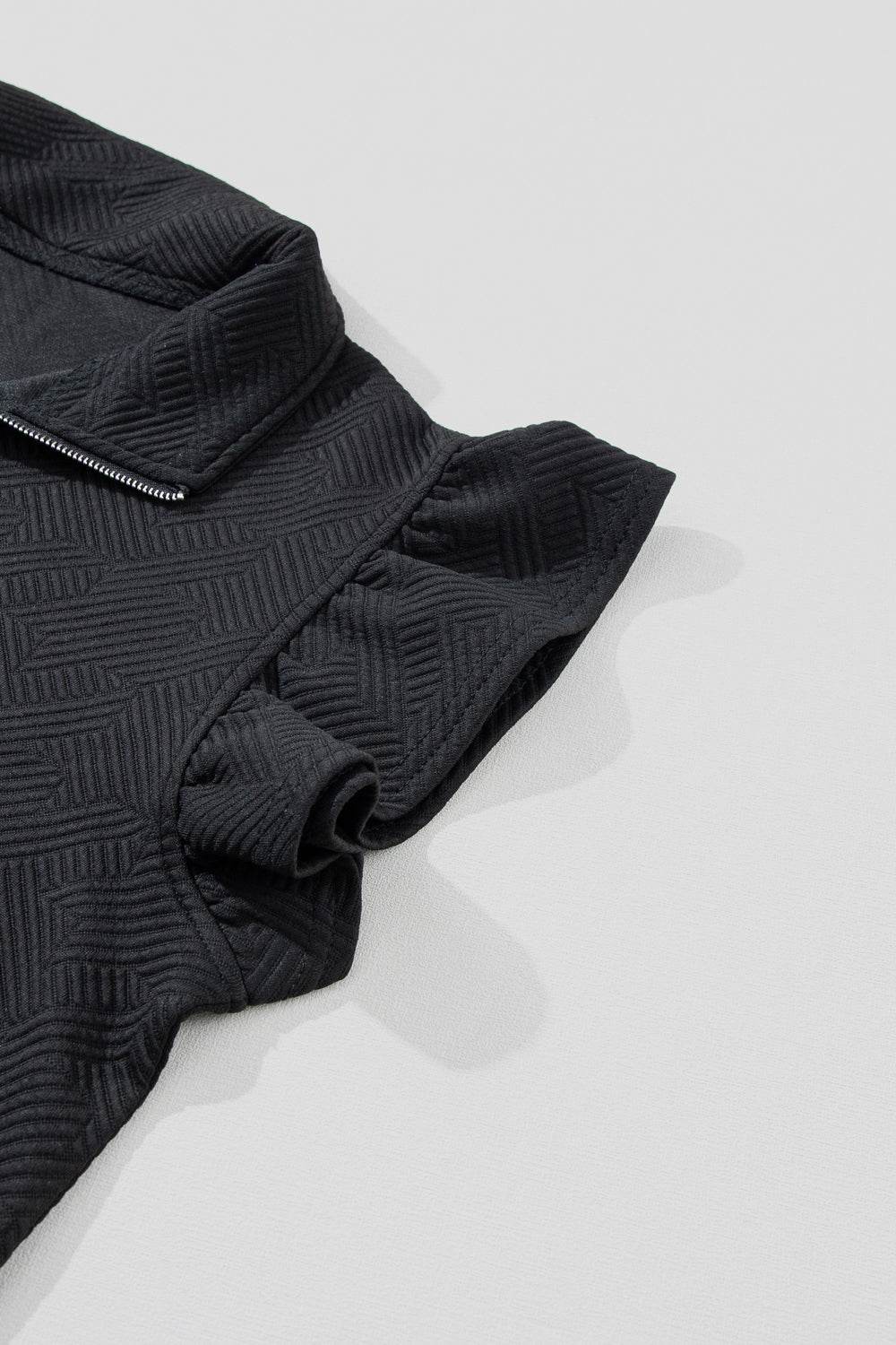 Ruffled Quarter Zip Top and Drawstring Pants Set - DaTrendStore.Com