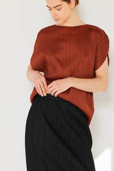 Marina West Swim Rib Pleated Oversized Dolman Sleeve Top - DaTrendStore.Com
