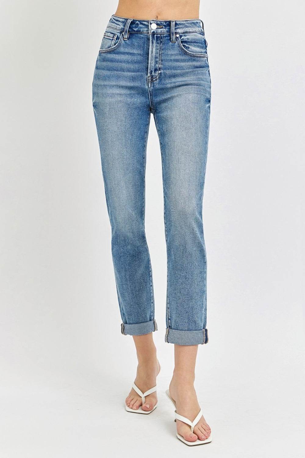 Risen Full Size High Rise Cropped Roll Up Jeans - DaTrendStore.Com