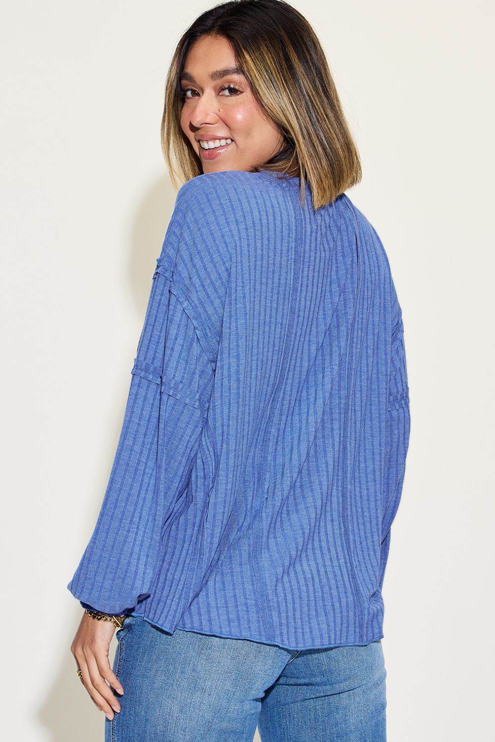 Basic Bae Full Size Ribbed Round Neck Long Sleeve T-Shirt - DaTrendStore.Com
