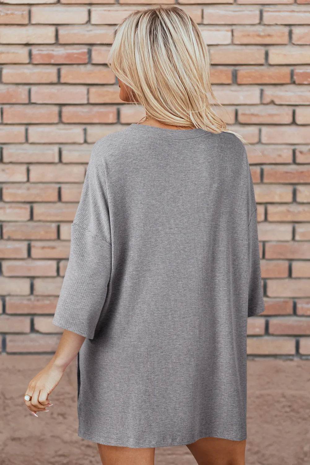 Slit Round Neck Top and Shorts Set - DaTrendStore.Com