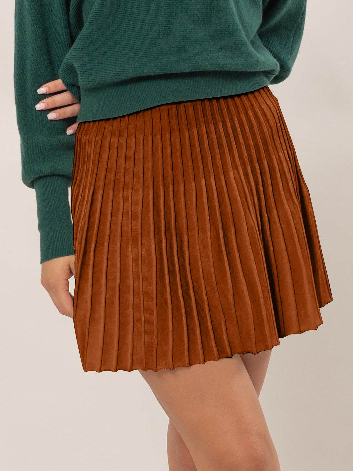 HYFVE High Waist Knit Pleated Flare Mini Skirt - DaTrendStore.Com