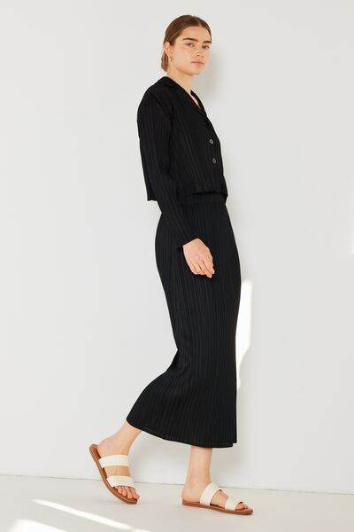 Marina West Swim Pleated Cropped Button Up Shirt - DaTrendStore.Com