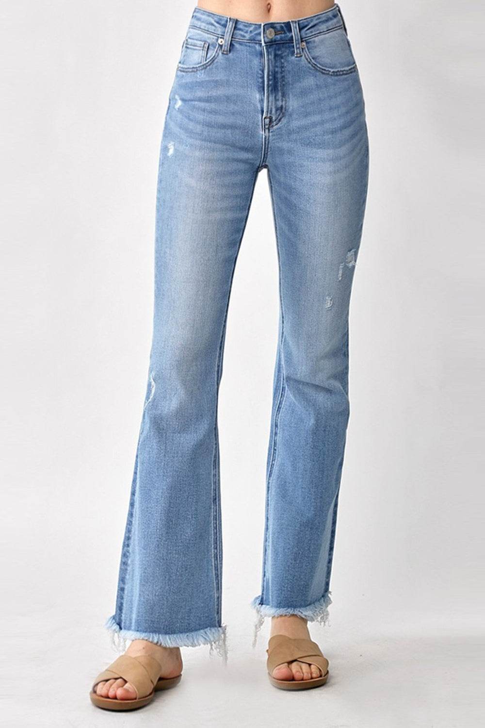 RISEN High Rise Frayed Hem Bootcut Jeans - DaTrendStore.Com