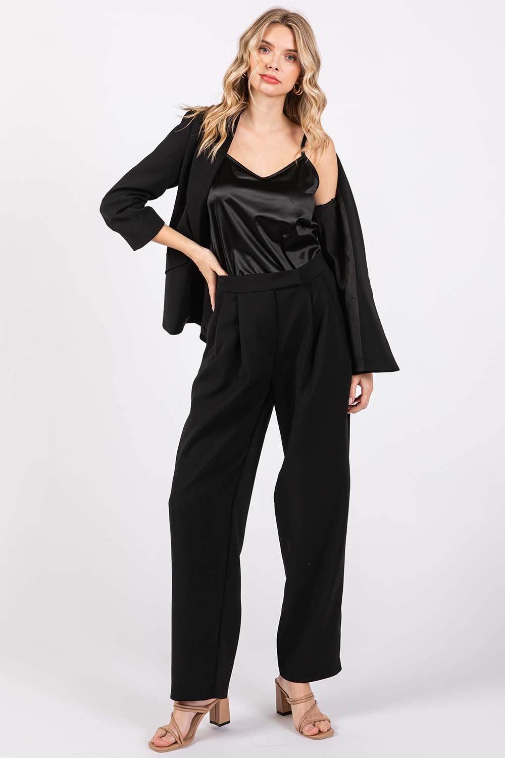 GeeGee High-Waisted Pleated Pants - DaTrendStore.Com