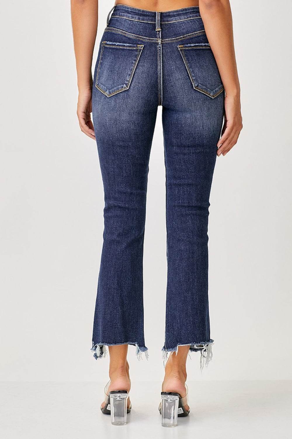 Risen Full Size Frayed Hem Cropped Straight Jeans - DaTrendStore.Com