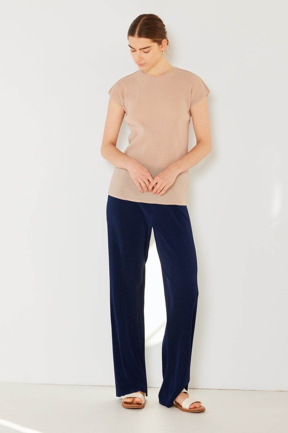 Marina West Swim Rib Pleated Cap Sleeve Top - DaTrendStore.Com