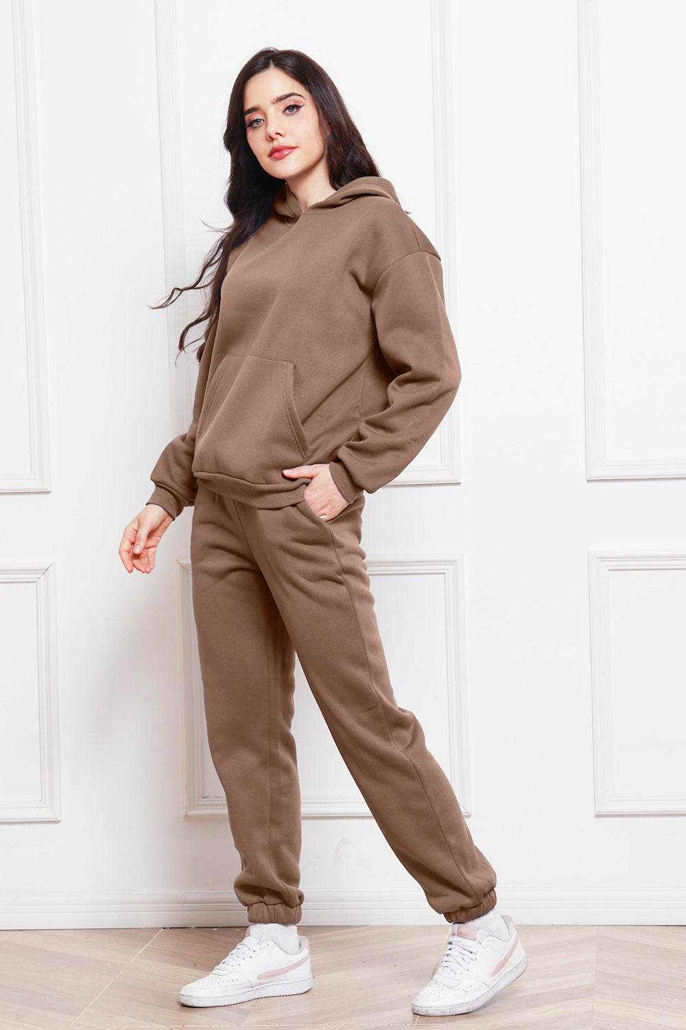Drop Shoulder Long Sleeve Hoodie and Pants Set - DaTrendStore.Com
